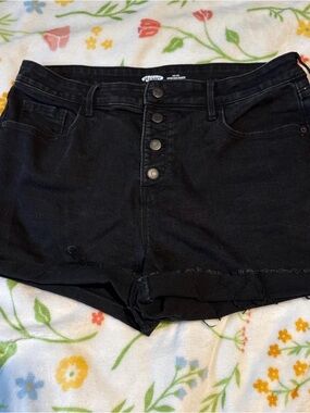 Old Navy Black High-Rise Button-Fly Denim Shorts